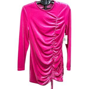 NWT Juicy Couture Dress Medium Short Bright Pink Velour Long Sleeve Pullover XL